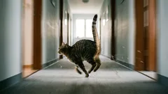 Why your cat runs around the apartment like crazy: what to do about it?